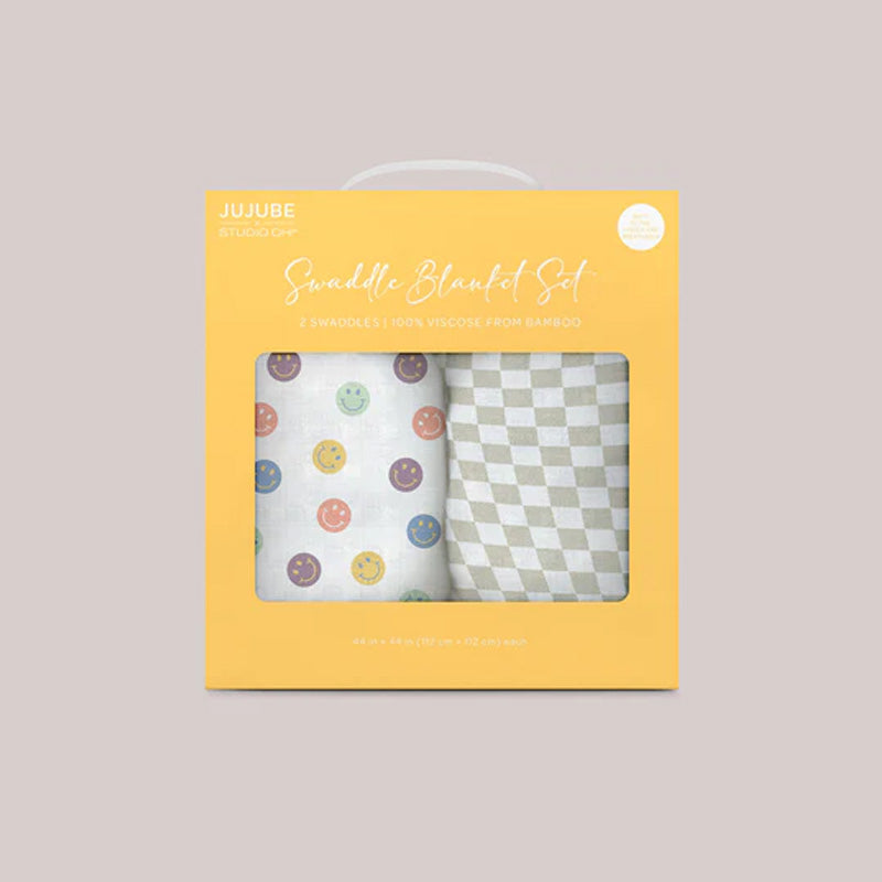 Jujube 2-Pack Square Swaddle Blanket Set - Happy Baby Vibes