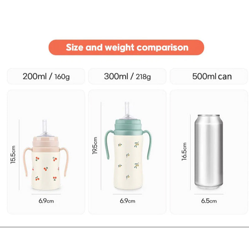 Grosmimi Stainless Steel Straw Cup with Flip Top - 10oz (300ml)