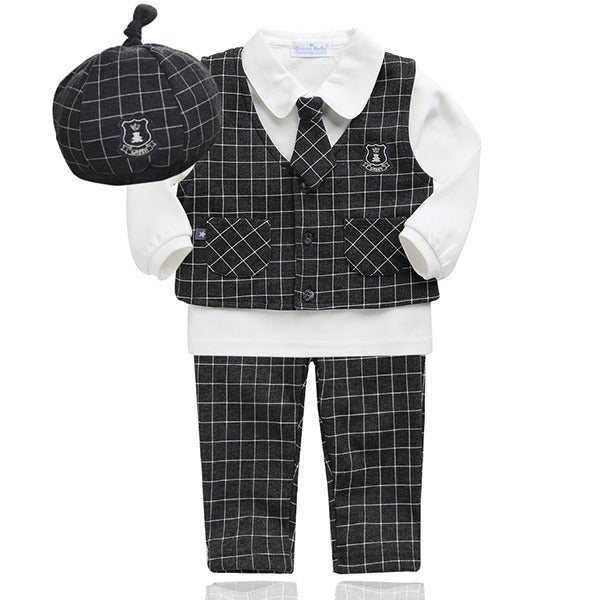 Baby Boys' Classic Fit Formal Black Dress Suit 5PC Set-Mk