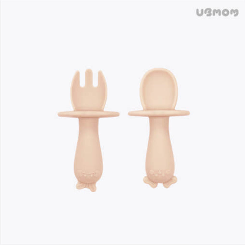 UBMOM Silicone Self Feeding Spoon & Fork with Case