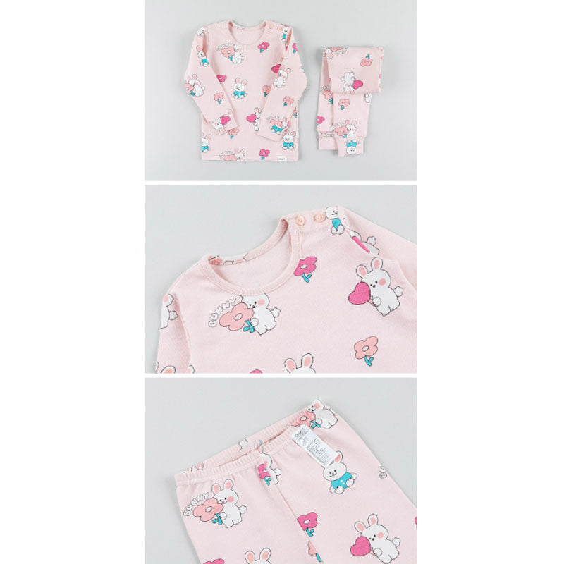 Spandex Brushed Fabric Pajamas Set-Lovely Bunny