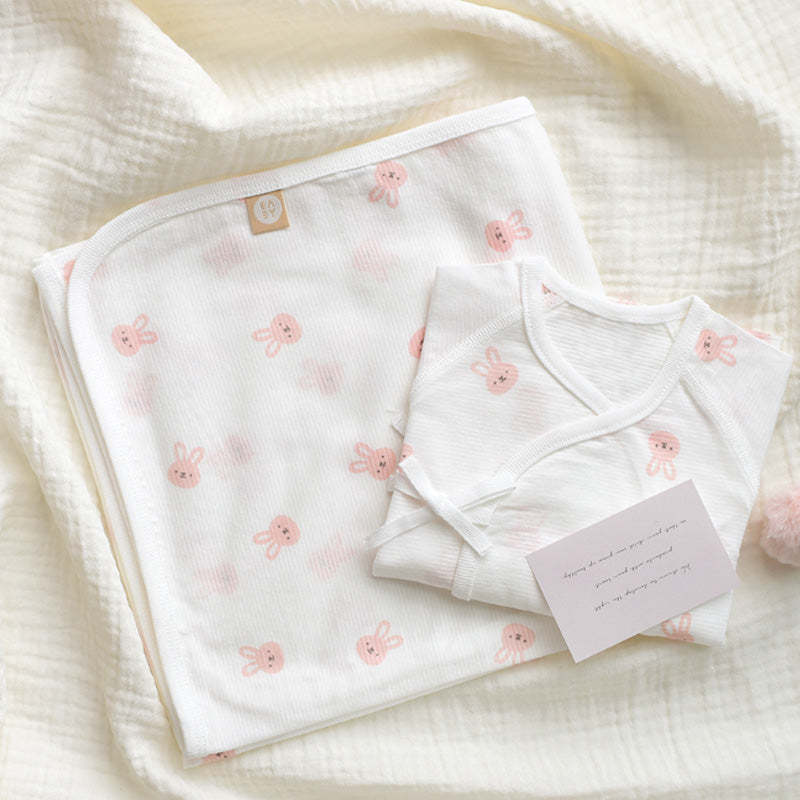 BABY & I Summer Soft Newborn Gift Set (Kimono Bodysuit+Baby Gloves+Swaddle)