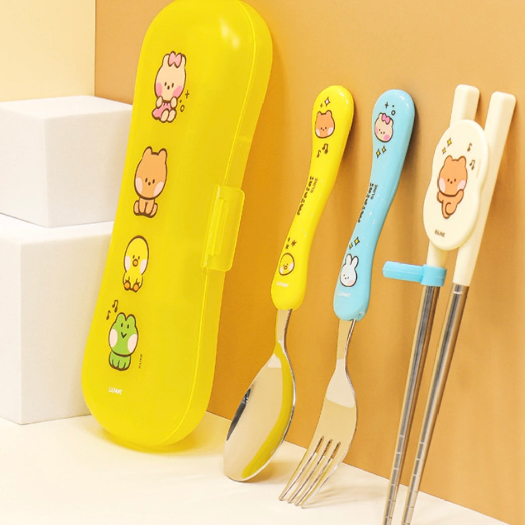 Minini Extreme Lilpang Stainless Steel Chopsticks Spoon Fork Case Set