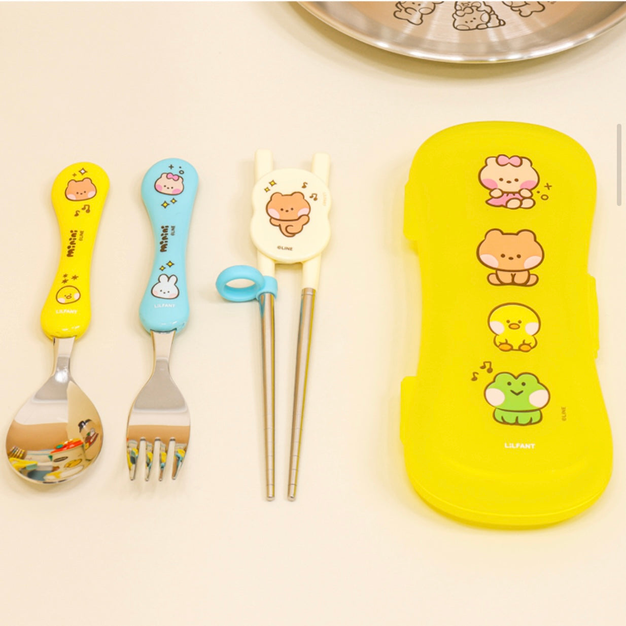 Minini Extreme Lilpang Stainless Steel Chopsticks Spoon Fork Case Set