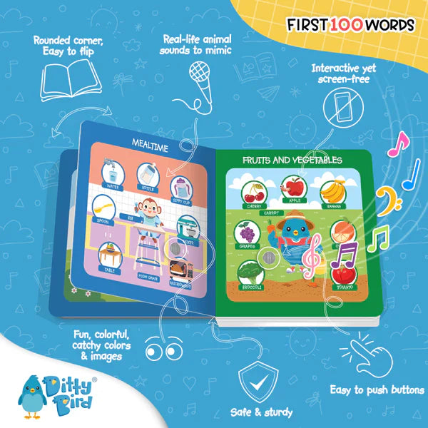 Ditty Bird 100 Words Sound Book | USB-C Rechargeable