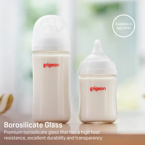 Pigeon Glass Wide Neck Baby Bottle, 2 Packs, 5.4 Oz (160ml) for newborns