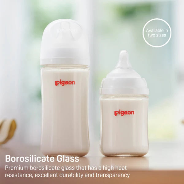 Glass Wide Neck Baby Bottle, 2Packs, 8.1 Oz(240 ml) for 3+ months