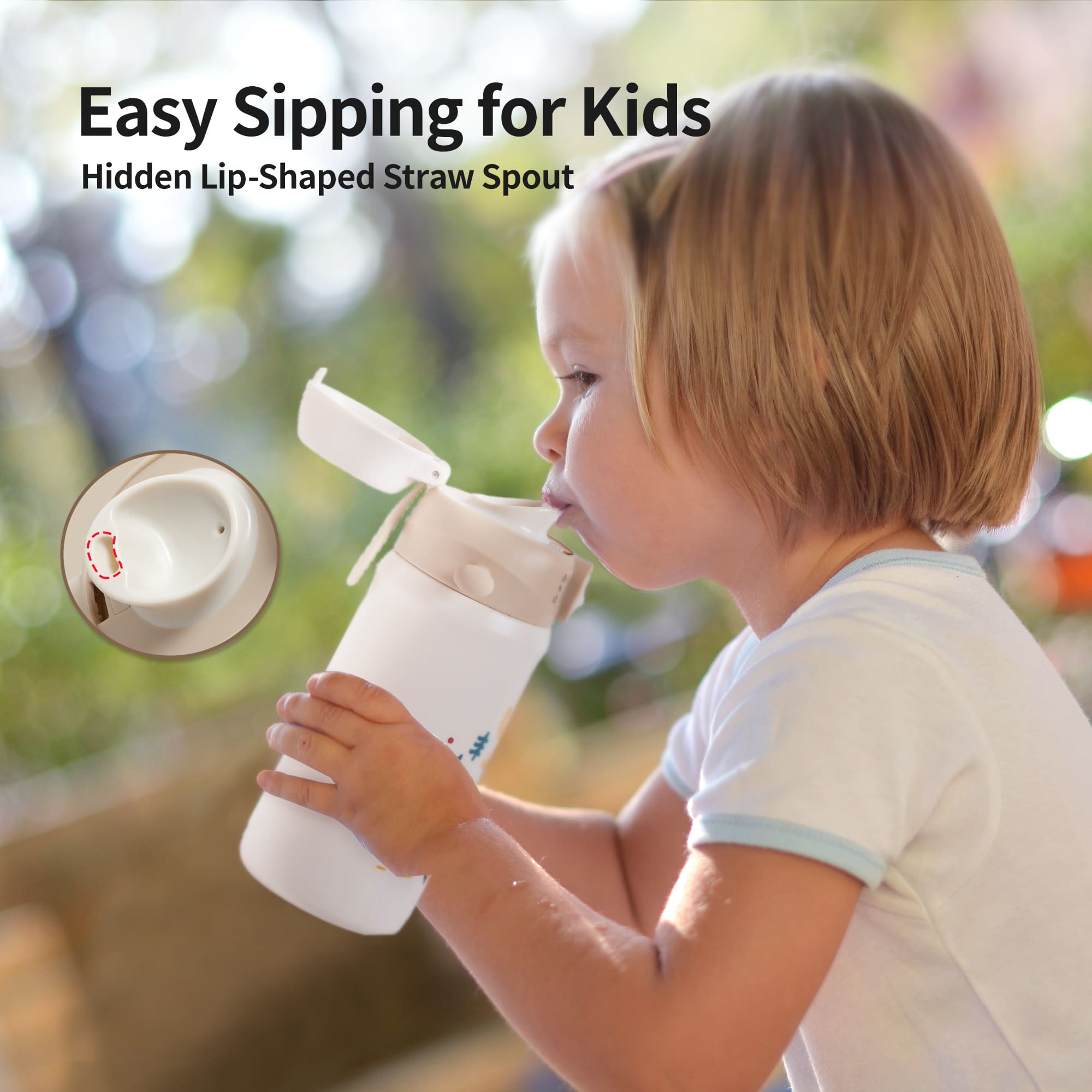 Pigeon Stainless Thermo Dual Drinking Spouts Straw Cup 500ml - Beige