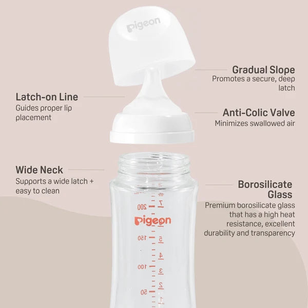 Glass Wide Neck Baby Bottle, 2Packs, 8.1 Oz(240 ml) for 3+ months