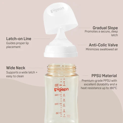 Pigeon PPSU Wide Neck Baby Bottle 2 Packs, 8.1 Oz (3+ months)