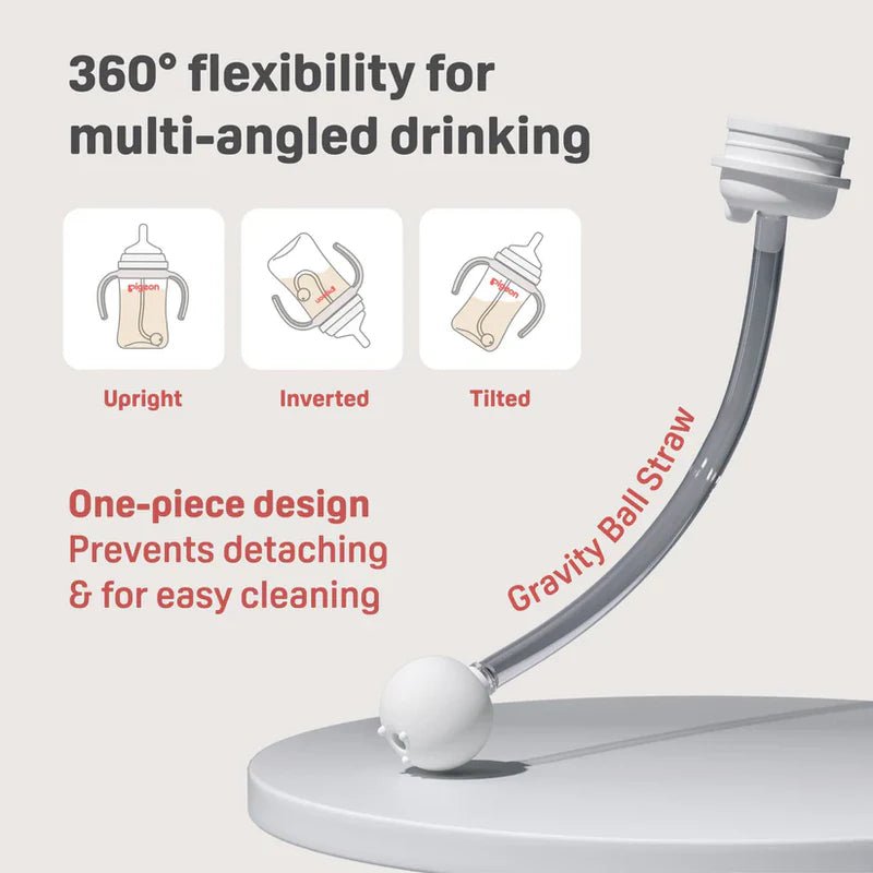 PIGEON Gravity Ball Straw with Cleaning Brush (6 months+) For 8.1/11.2Oz Bottles | Use With Silicone Sipper