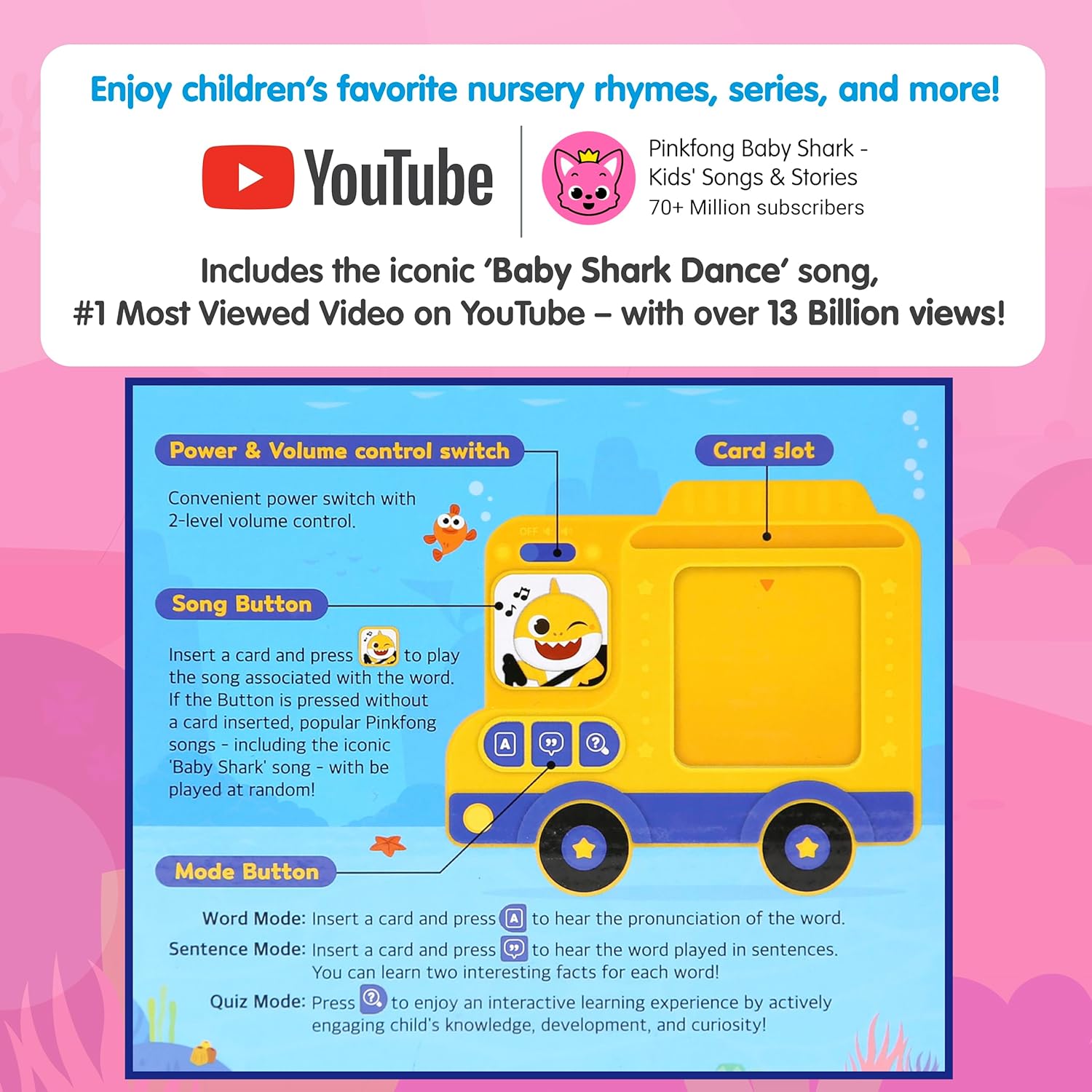 Pinkfong Baby Shark Flash Card Learning Bus