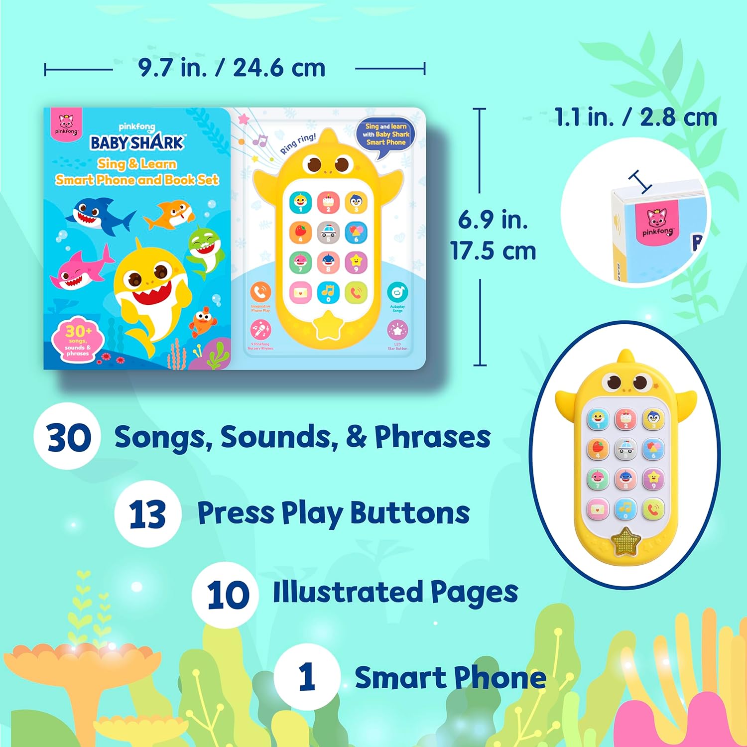 Pinkfong Baby Shark Sing & Learn Smart Phone and Book Set