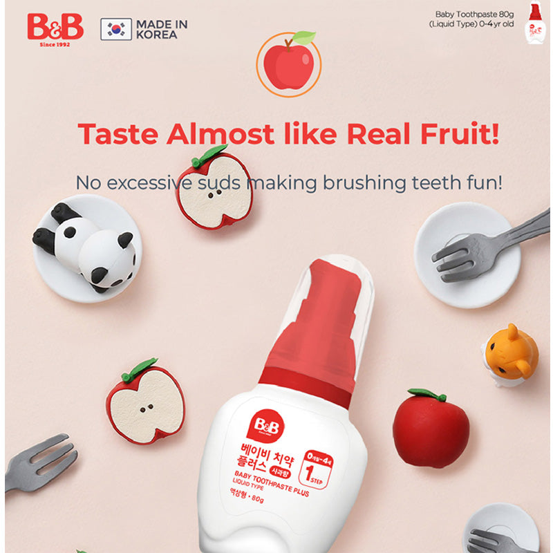 B&B Baby Toothpaste Pumping Type Apple 80g (Step 1)