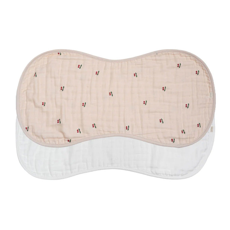 Ali and Oli Bamboo Muslin Burp Cloth 2-Pack (Cherry/White)