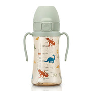 Grosmimi PPSU Straw Cup with Flip Top - 10oz (300ml) Stage 2 Straw - Dinosaur