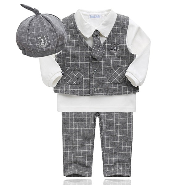 Baby Boys' Classic Fit Formal Black Dress Suit 5PC Set-Mk