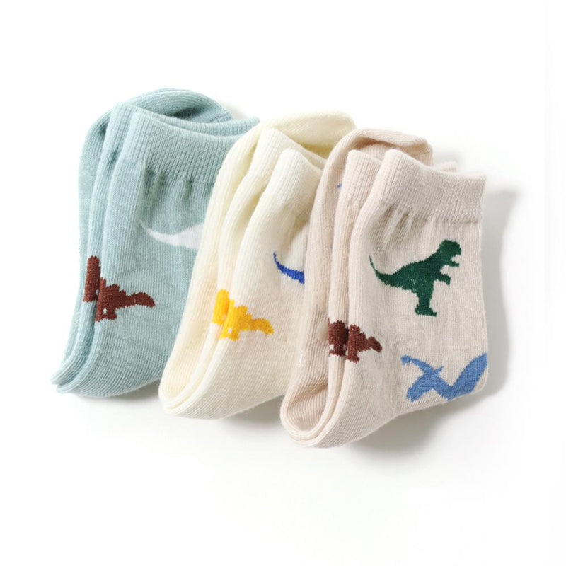 Kids Cotton Crew Socks Set-T Rex