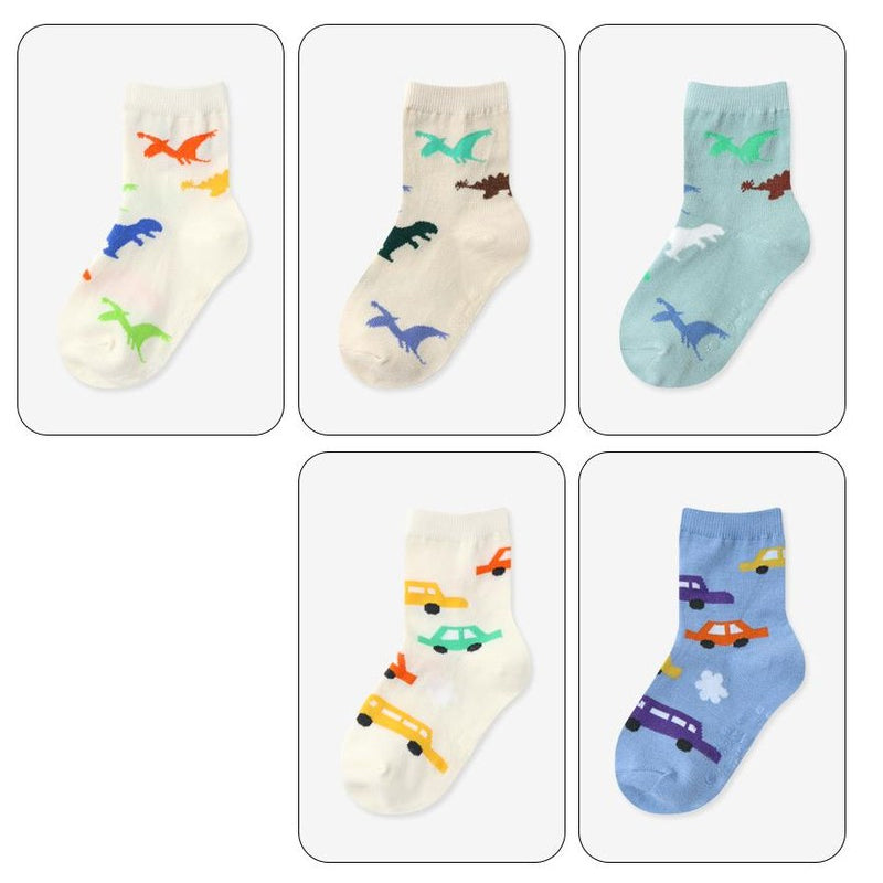 Kids Cotton Crew Socks Set-T Rex