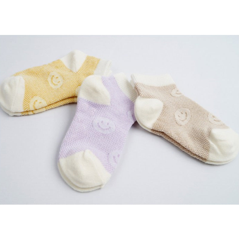 Korean Kids Happy Net Mesh Non-Slip Ankle Socks 5Pair Set