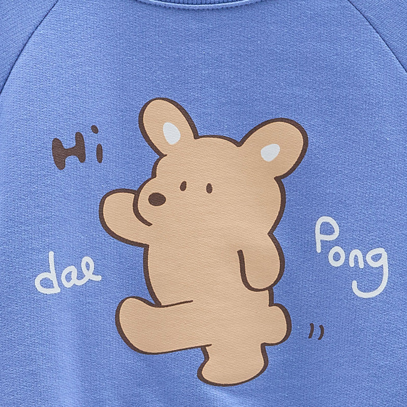 Korean Baby Top & Bottom Loungewear Set-Hi Blue