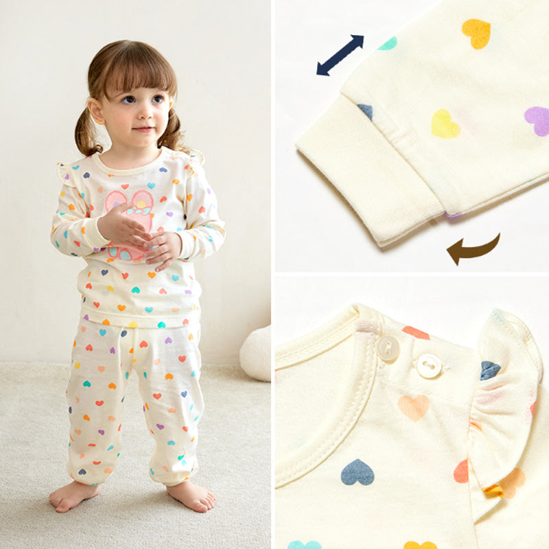 Korean Kids Cotton Pajamas Set-Heart Bunny
