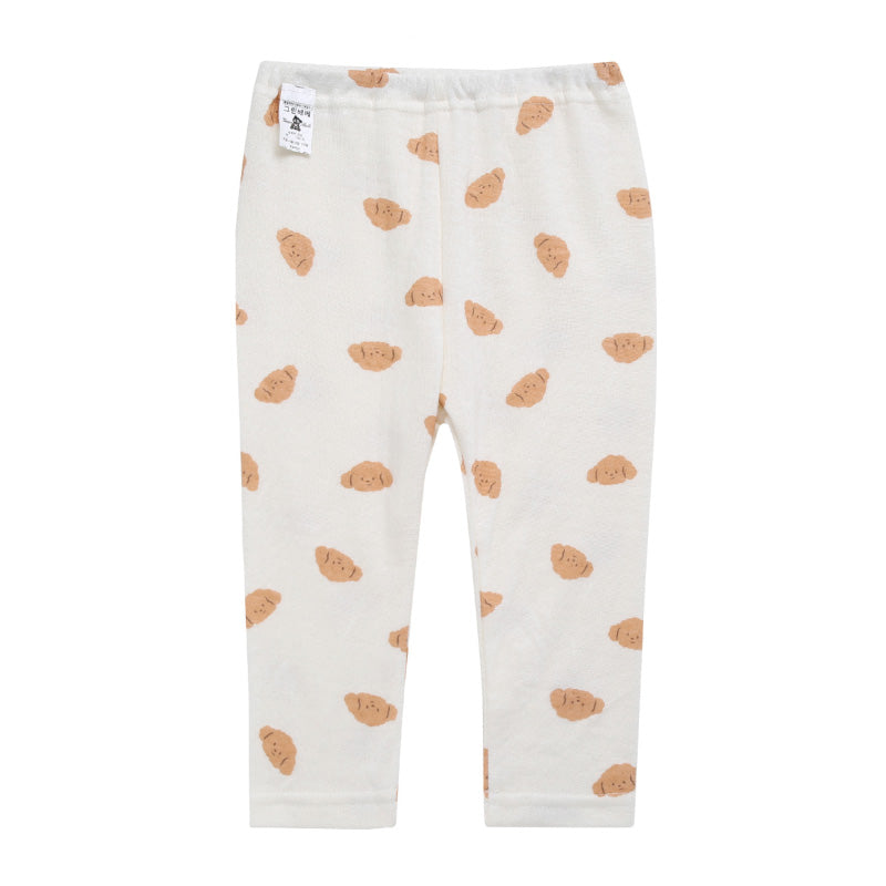 Korean Kids Cotton Pajamas Set-Puppy Ivory