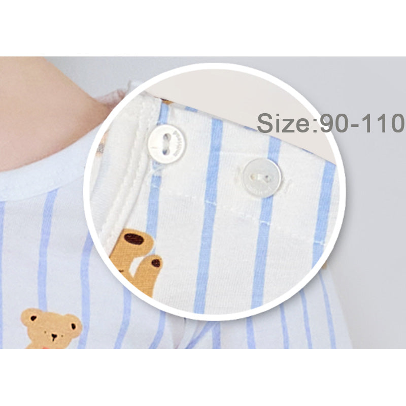 Korean Kids Single Slub Pajamas Set-Little Bear