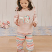 Korean Kids Thermal Pajamas Set-Pink Corn