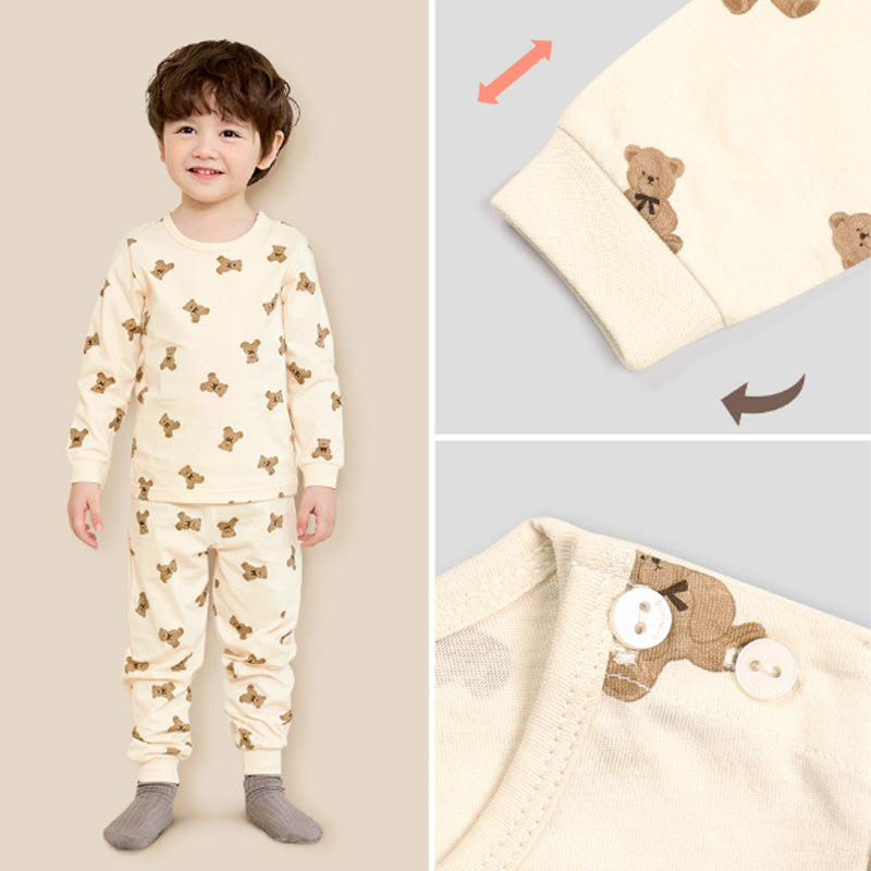 Korean Kids Organic Pajamas Set-Cotton Bear