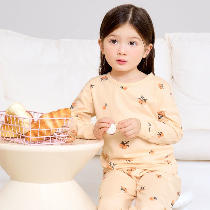 Korean Kids Organic Pajamas Set-Orange