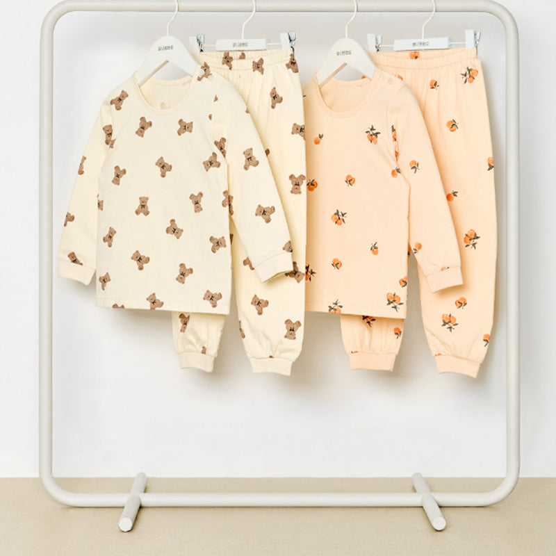 Korean Kids Organic Pajamas Set-Orange