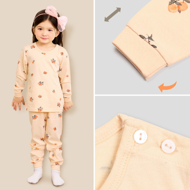 Korean Kids Organic Pajamas Set-Orange
