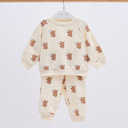 Korean Baby Top & Bottom Loungewear Set-Hi Brown
