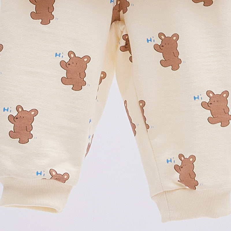 Korean Baby Top & Bottom Loungewear Set-Hi Brown