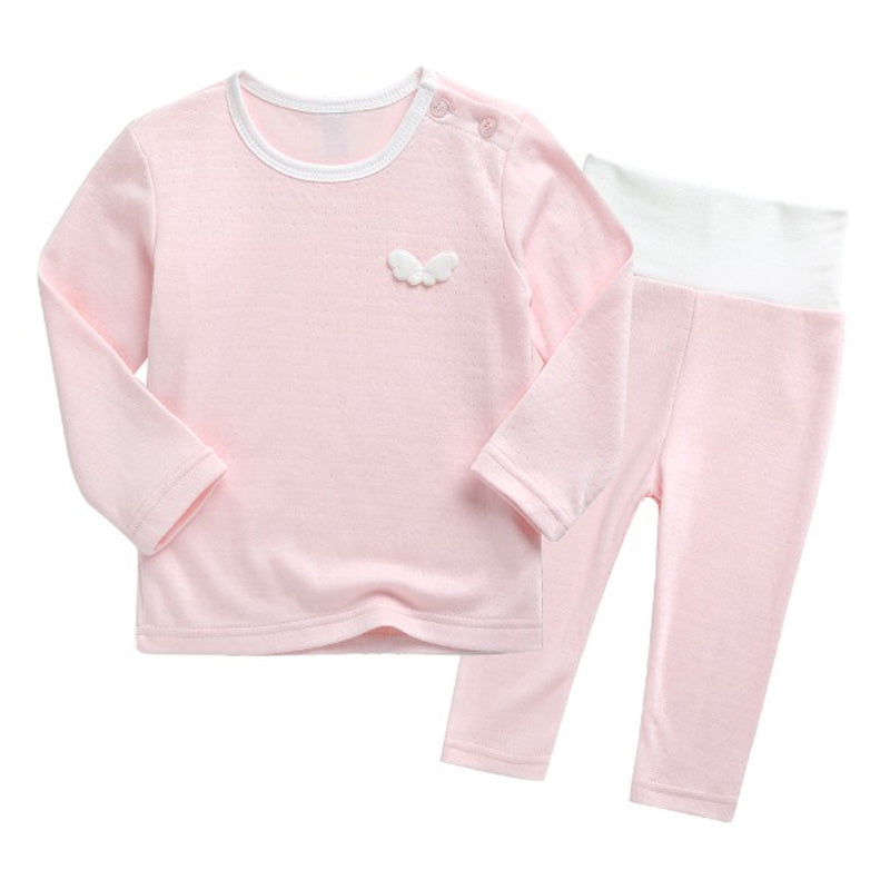 Korean Kids Cotton Pajamas Set-Angel Pink