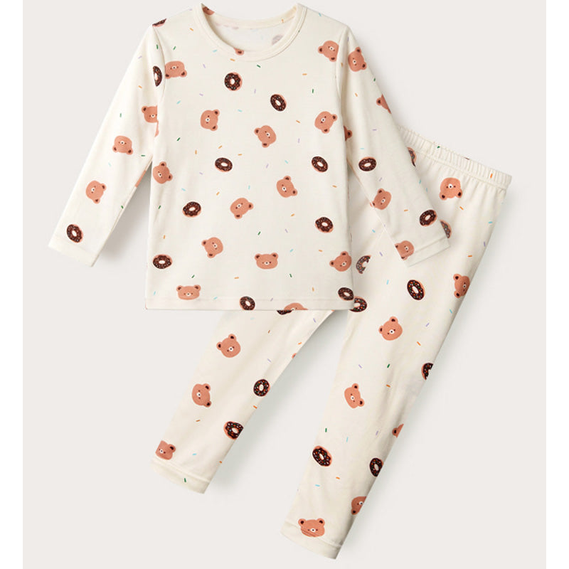 Korean Lightweight Thermal Long Underwear Set-Donut Bear