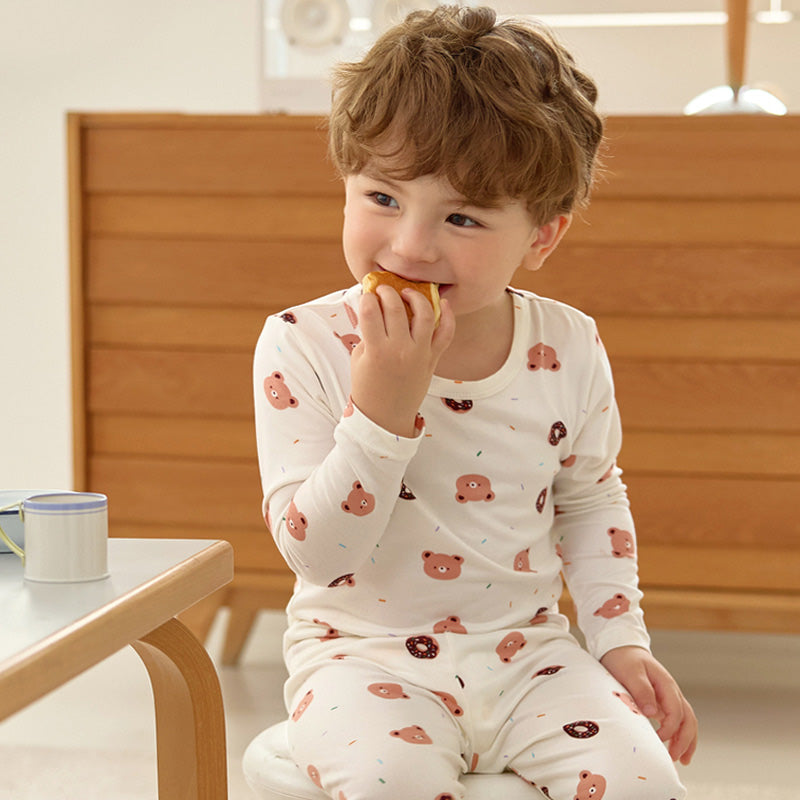 Korean Lightweight Thermal Long Underwear Set-Donut Bear