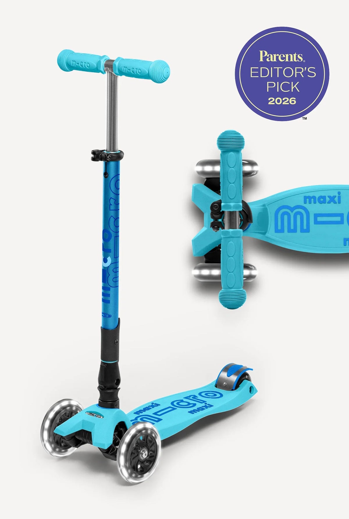 Micro Kickboard Maxi Deluxe Foldable LED Scooter Age 5-12