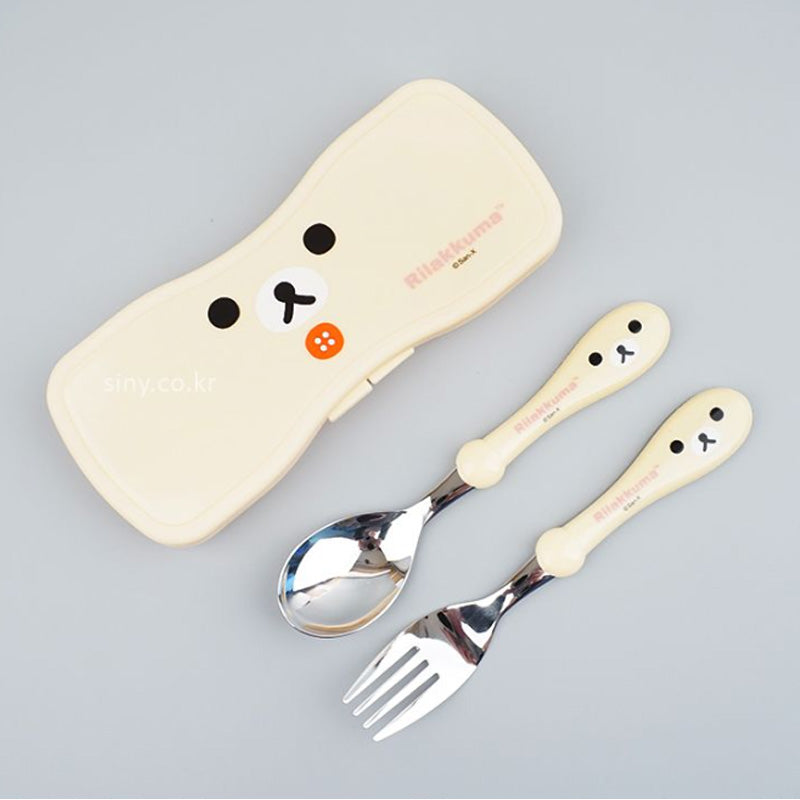 Rilakkuma Kids Spoon & Fork Set with Case