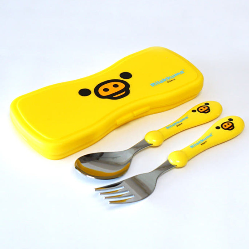 Rilakkuma Kids Spoon & Fork Set with Case