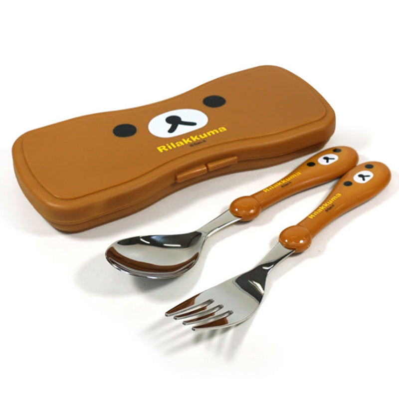 Rilakkuma Kids Spoon & Fork Set with Case