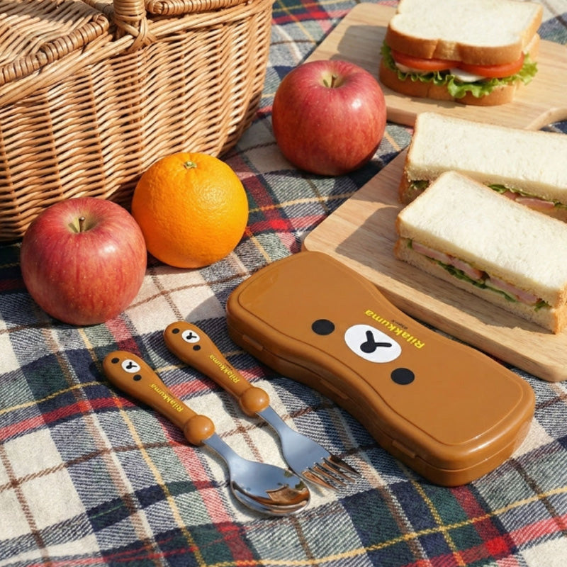 Rilakkuma Kids Spoon & Fork Set with Case
