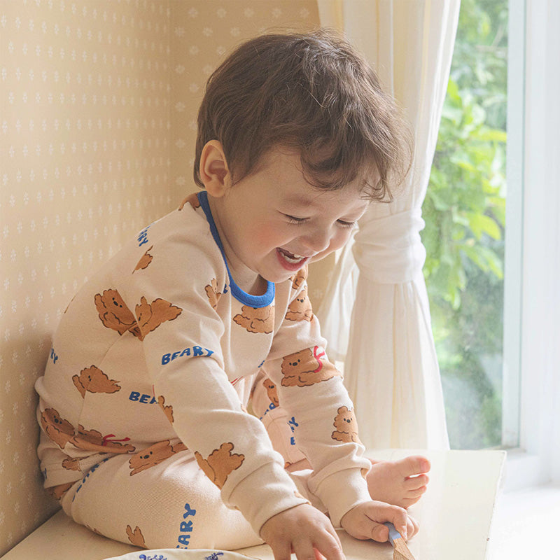 Spandex Brushed Fabric Pajamas Set-Flying Bear