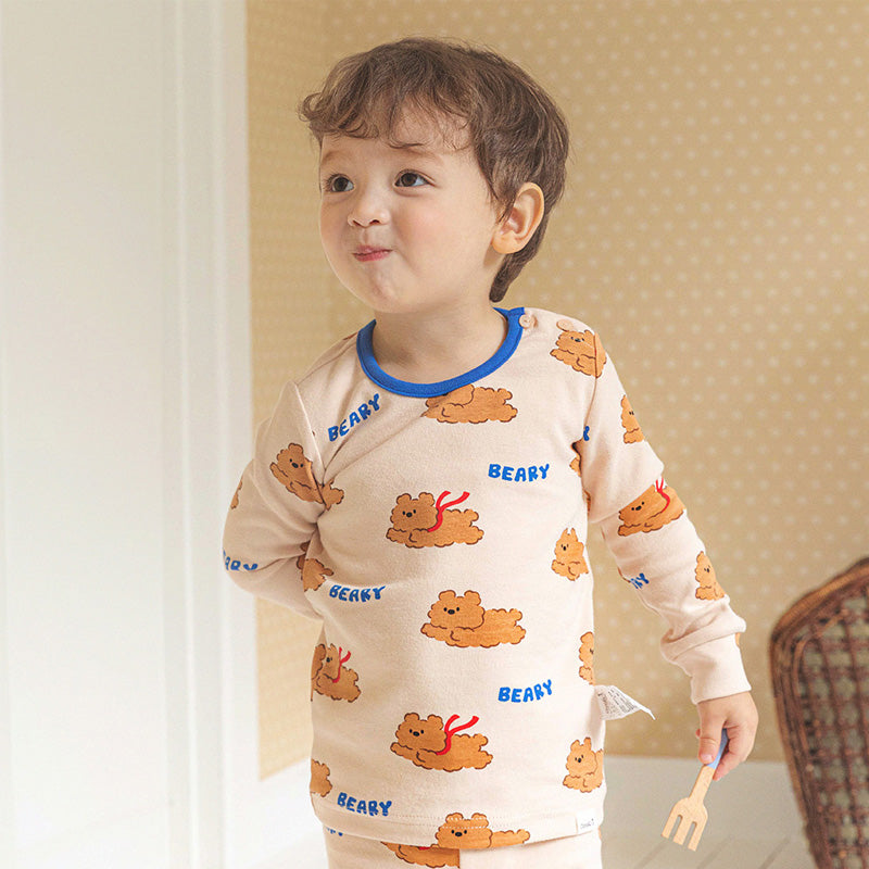 Spandex Brushed Fabric Pajamas Set-Flying Bear