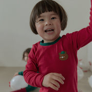 Spandex Ribbed Fabric Pajamas Set-Kuma Red