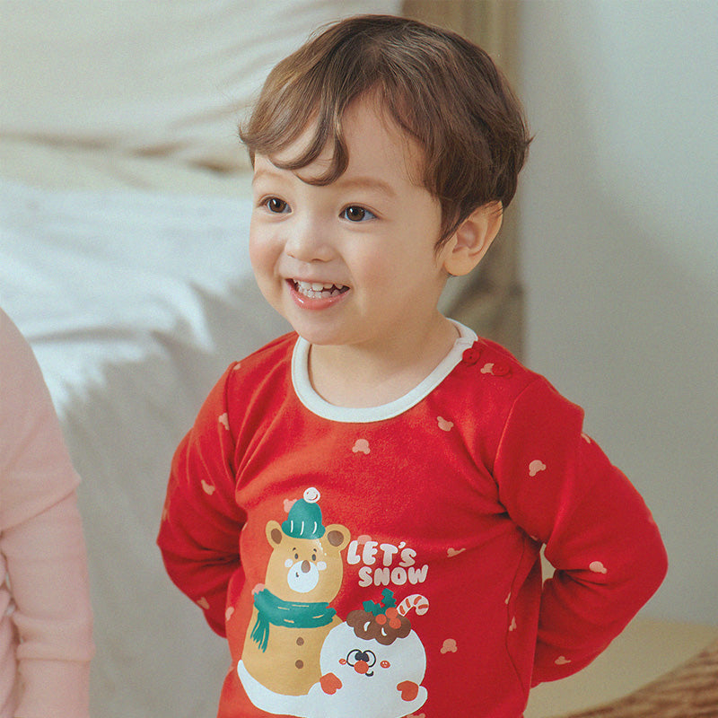 Spandex Brushed Fabric Pajamas Set-Let's Snow