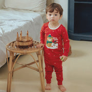 Spandex Brushed Fabric Pajamas Set-Let's Snow