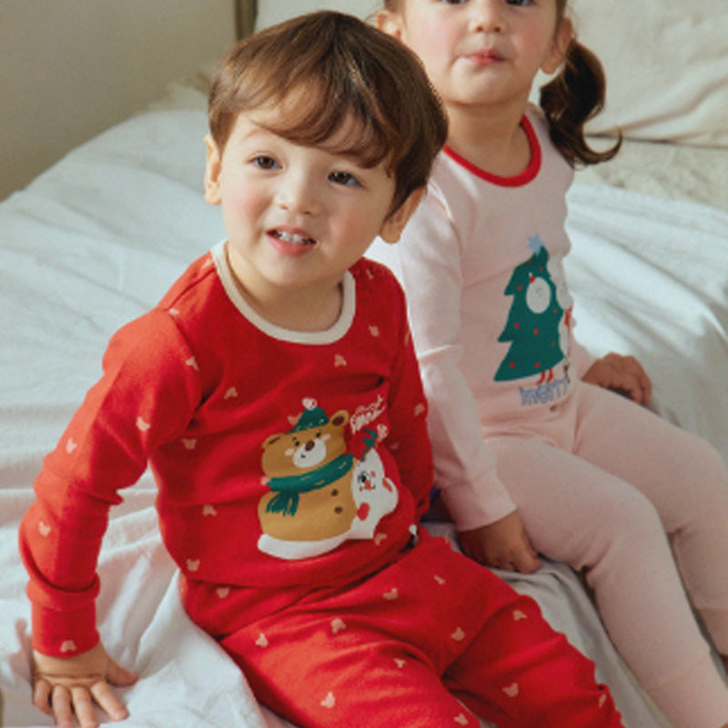 Spandex Brushed Fabric Pajamas Set-Let's Snow