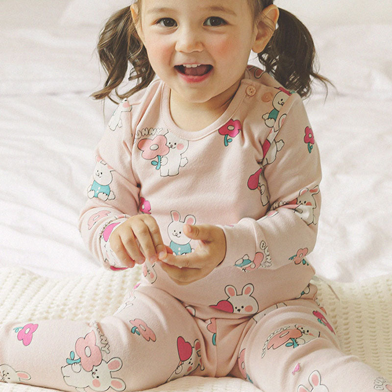 Spandex Brushed Fabric Pajamas Set-Lovely Bunny